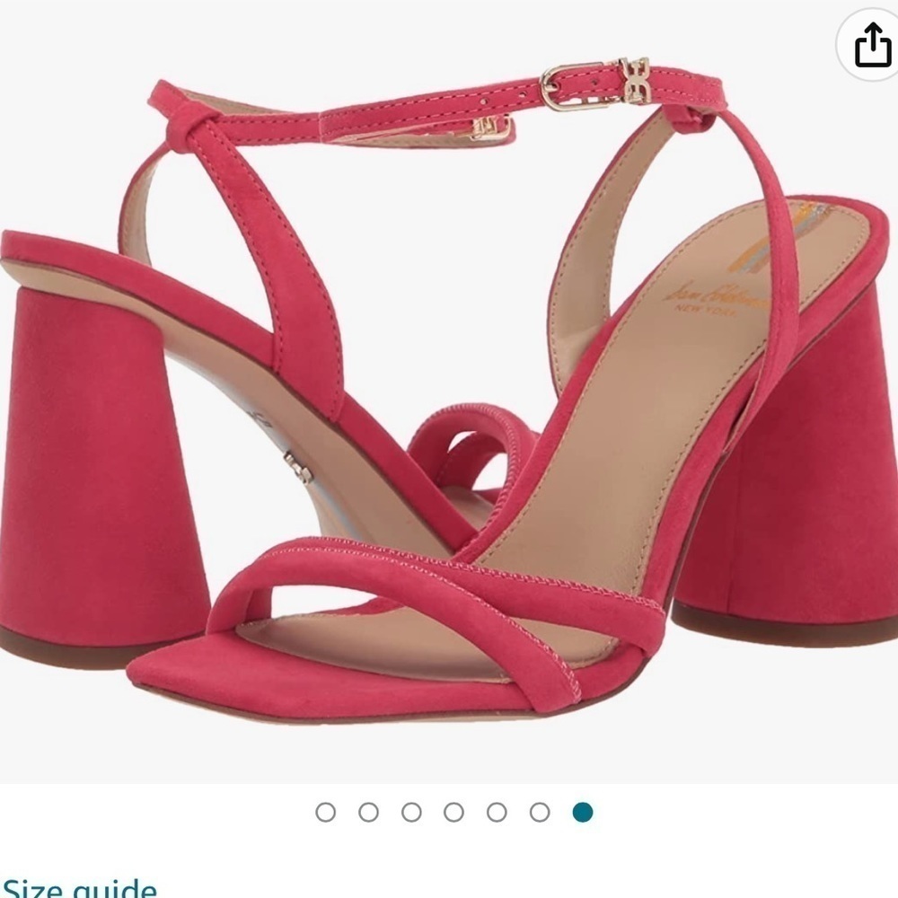 Sam Edelman Kia Bold Fuchsia suede block heel ankle strap sandals Sz 10